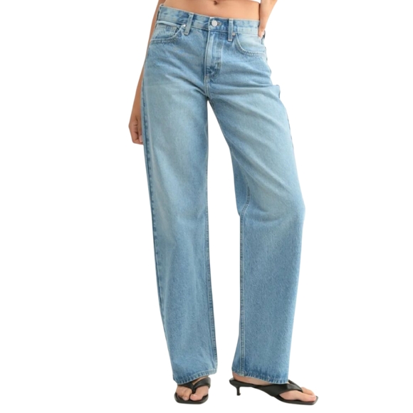 Just Black Denim Relaxed Straight Leg Jeans | Light Wash Raw Hem | WomensSize 30 - Picture 1 of 15